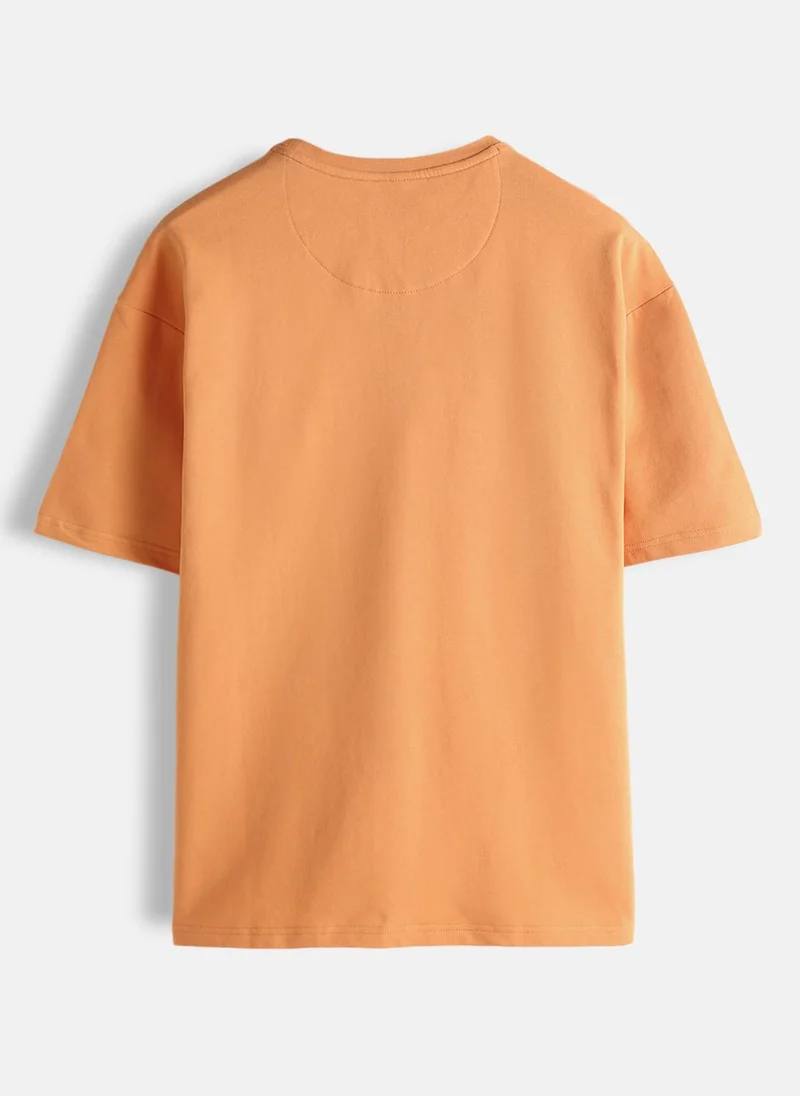 روجن Puff Print Oversized Fit T-Shirt | Orange